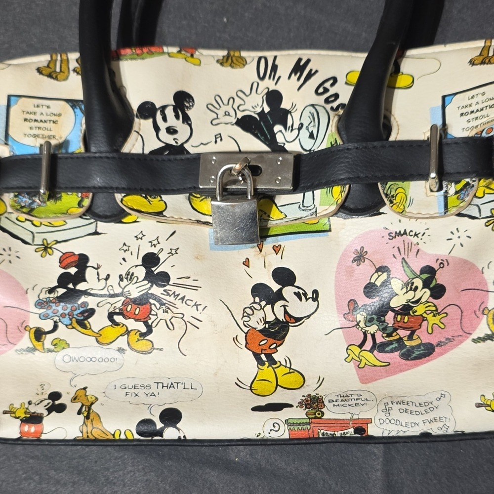 Accessory Innovations Disney Mickey Minnie Pluto Comic Print Medium Handbag - Picture 3 of 13